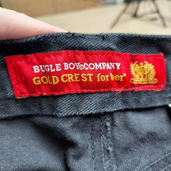 Bugle Boy Gold Crest Womens Black Cotton Pants Size 14 - Picture 2 of 6